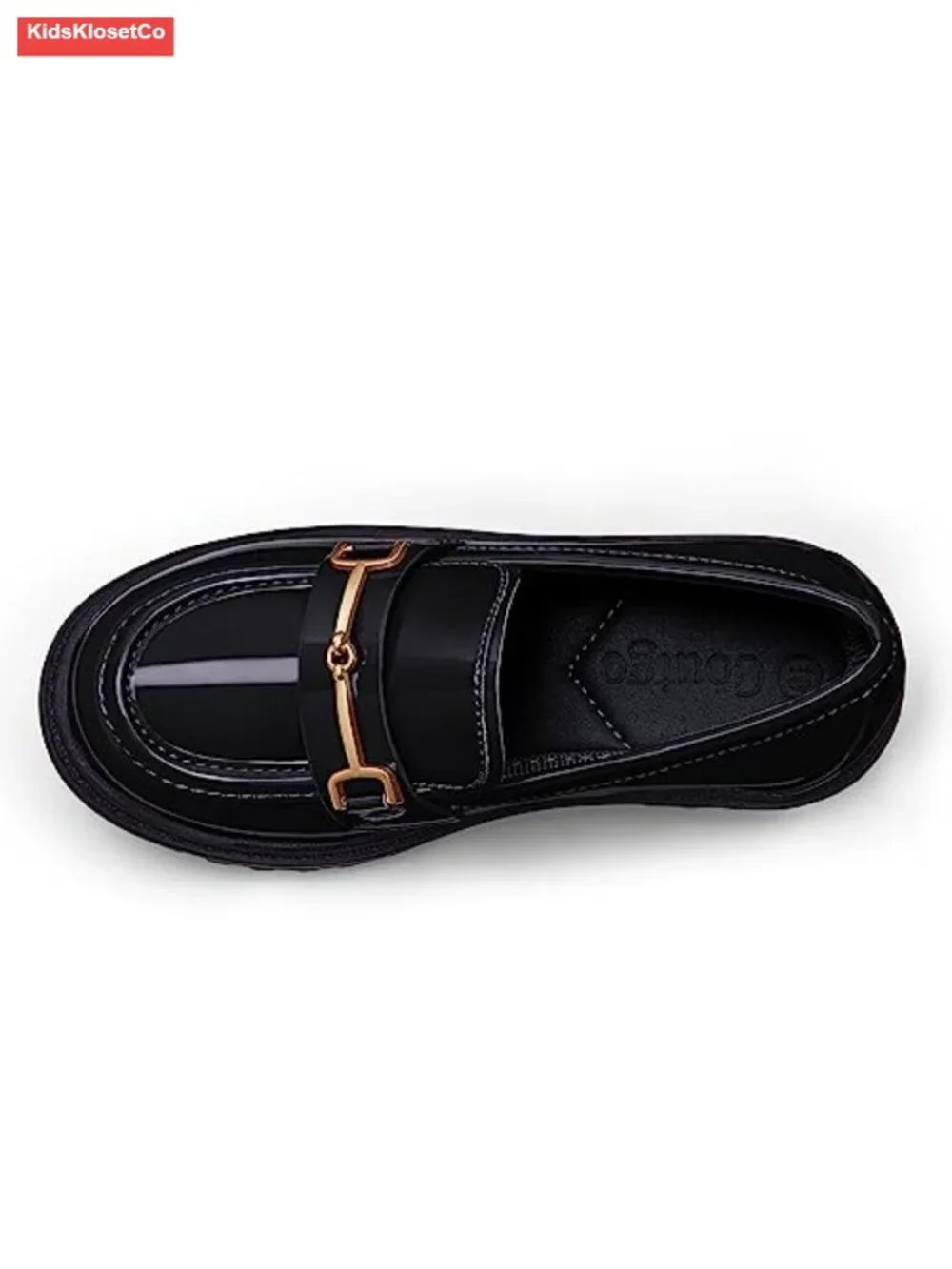 Girl's Platform Loafers Slip-On Chain Chunky Heel Faux Leather